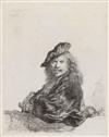 REMBRANDT VAN RIJN Self Portrait Leaning on a Stone Sill.